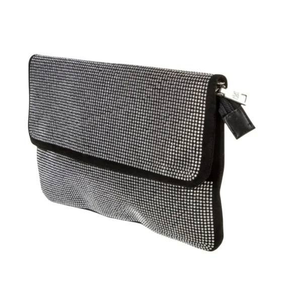 Badgley Mischka LUX Rhinestone & Black Velvet Envelope Clutch - Picture 3 of 9